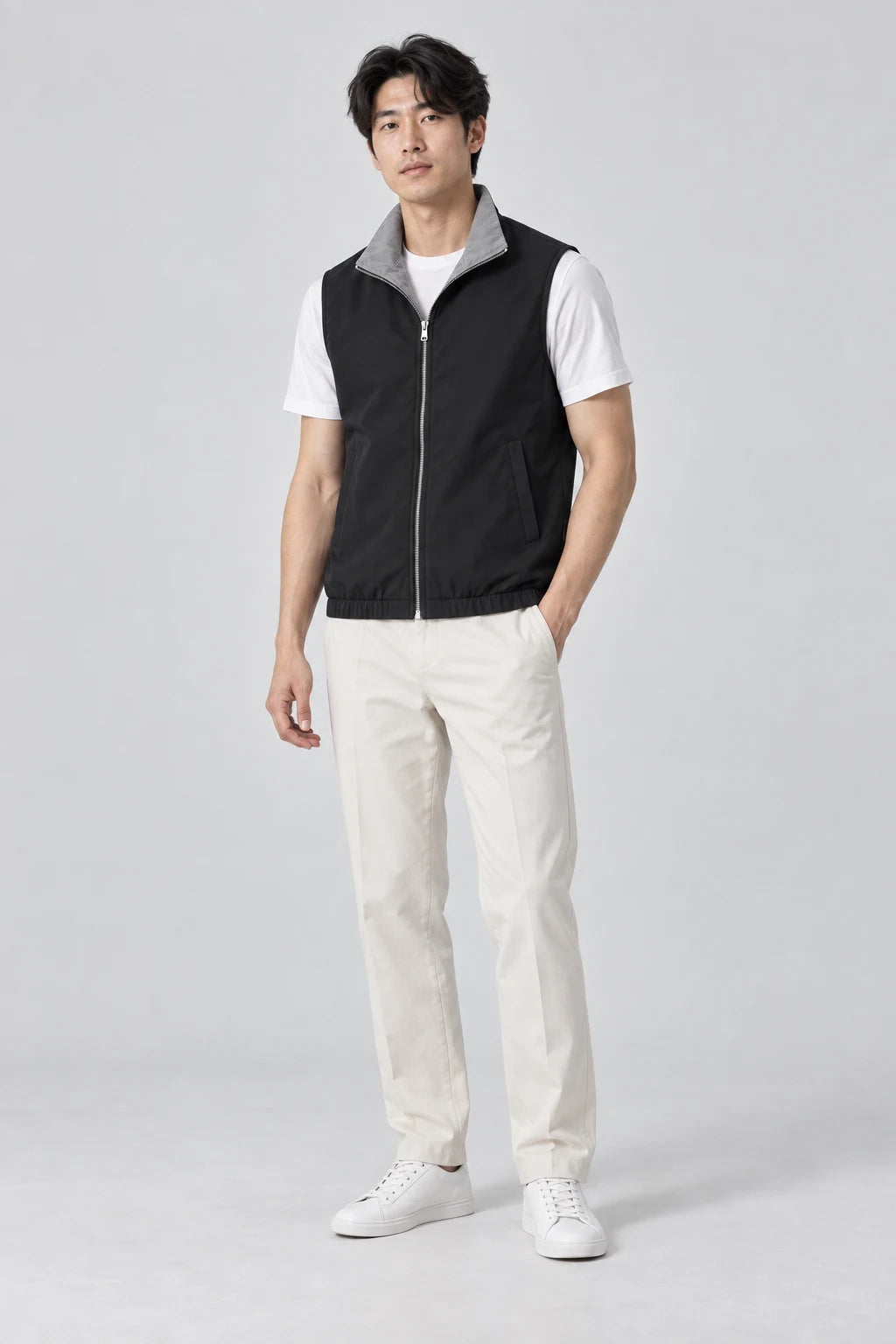Elegance Reversible Gilet - Black / Grey