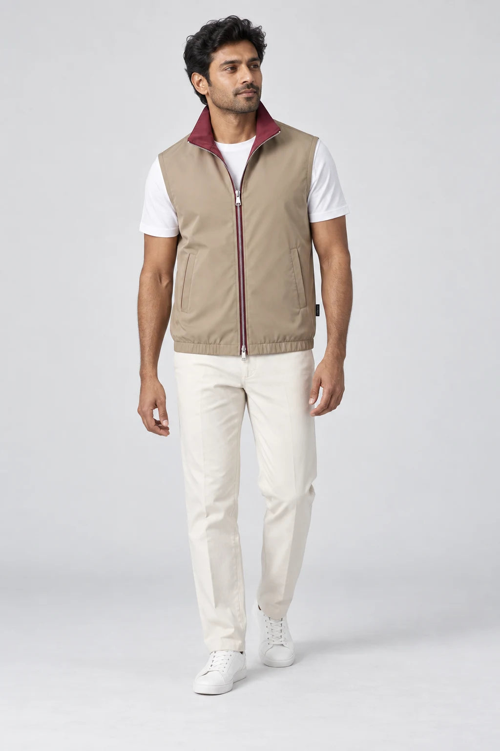 Elegance Reversible Gilet - Burgundy / Falcon
