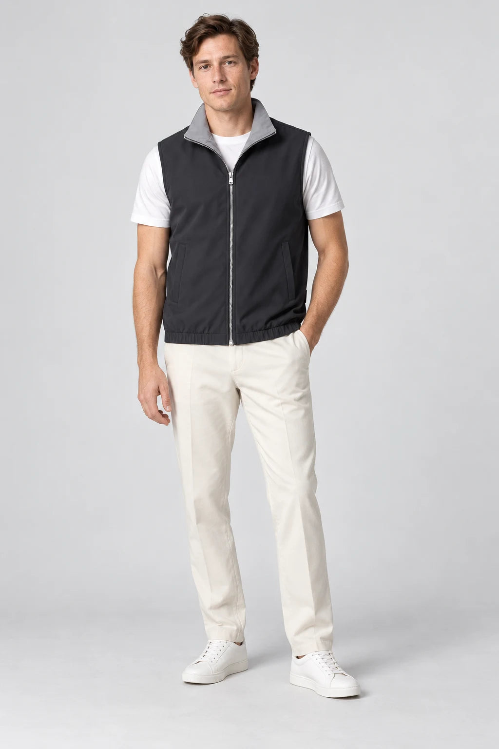 Elegance Reversible Gilet - Dark Grey / Elephant Grey