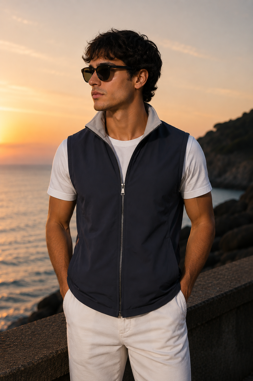 Elegance Reversible Gillet - Dark Grey / Elephant Grey