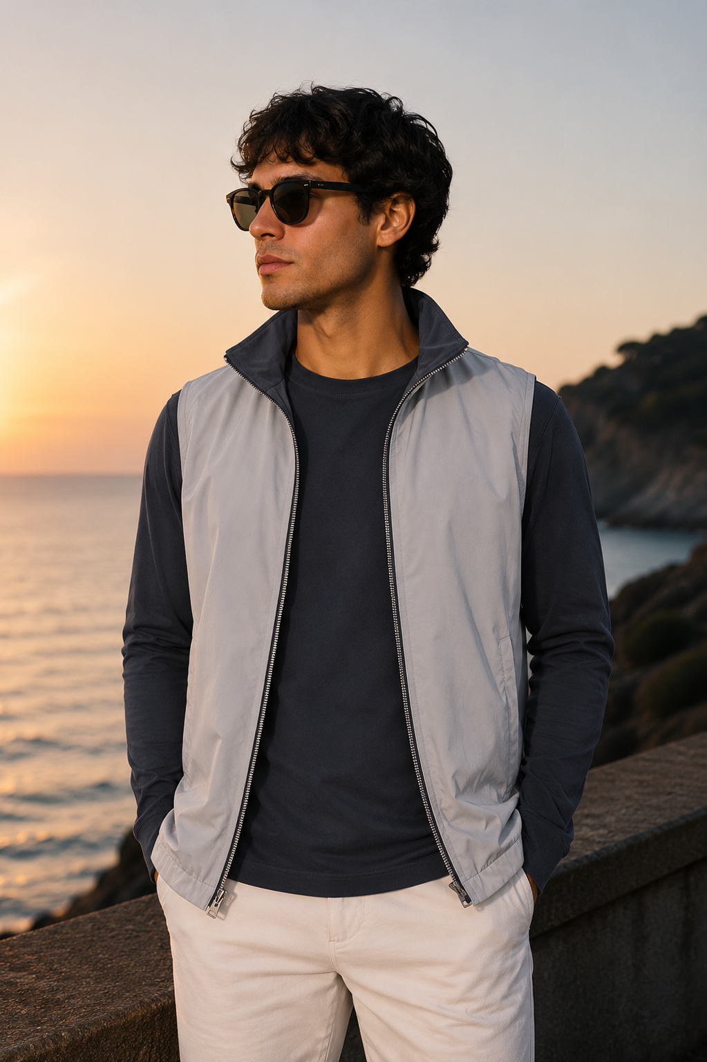 Elegance Reversible Gillet - Dark Grey / Elephant Grey