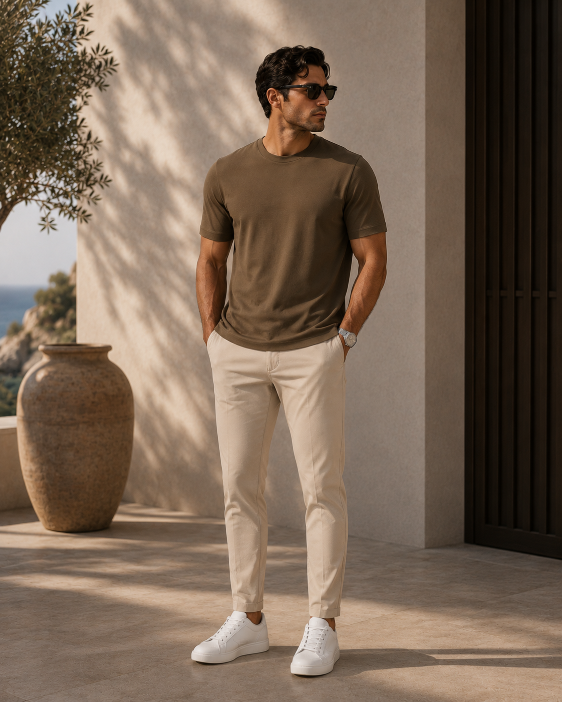 Elegance Shiny T-shirt - Olive