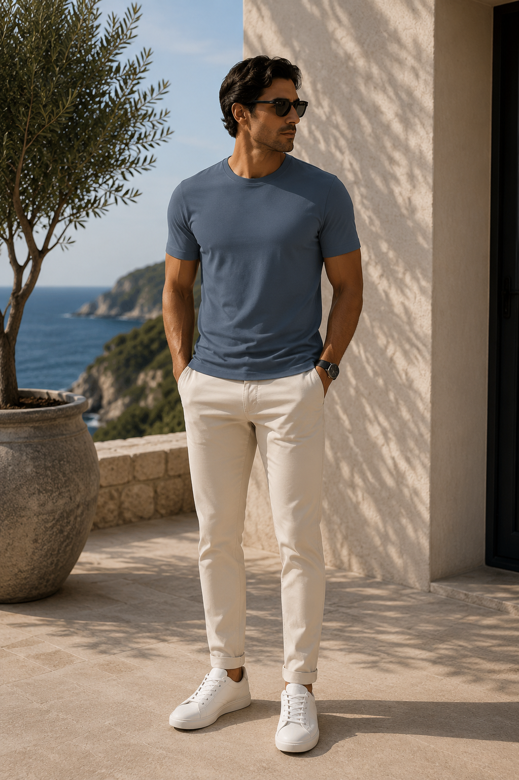 Elegance Shiny T-shirt - Cloud Blue