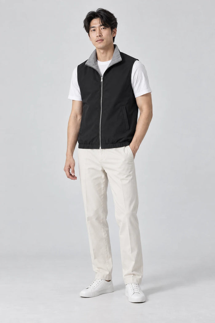 Elegance Reversible Gilet - Black / Grey — gecombineerd in een outfit