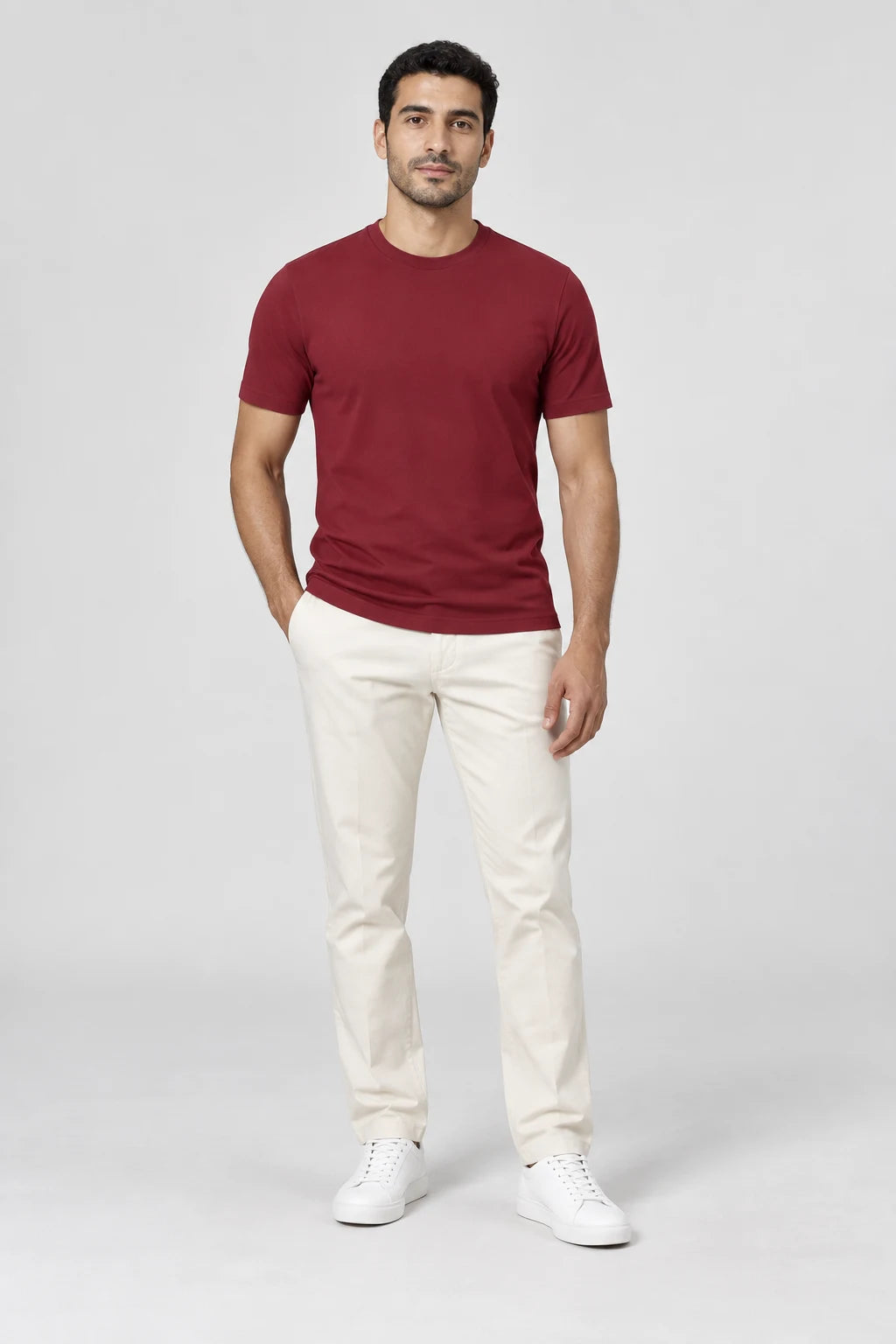 Elegance Shiny T-shirt - Burgundy